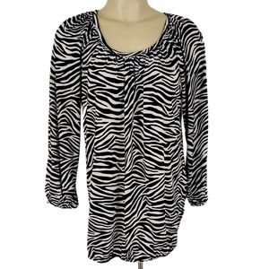 Michael Kors size S zebra print 3/4 length sleeve scoop neck shirt